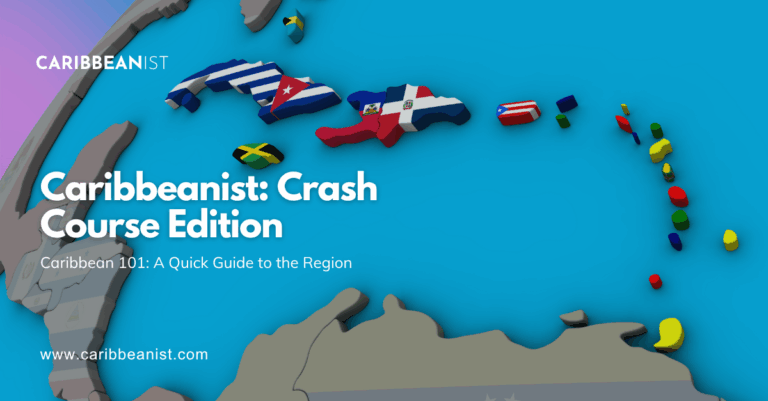 Map of the Caribbean with island flag identifiers